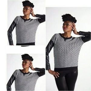 PIB Couture Sweater w Leather Sleeves